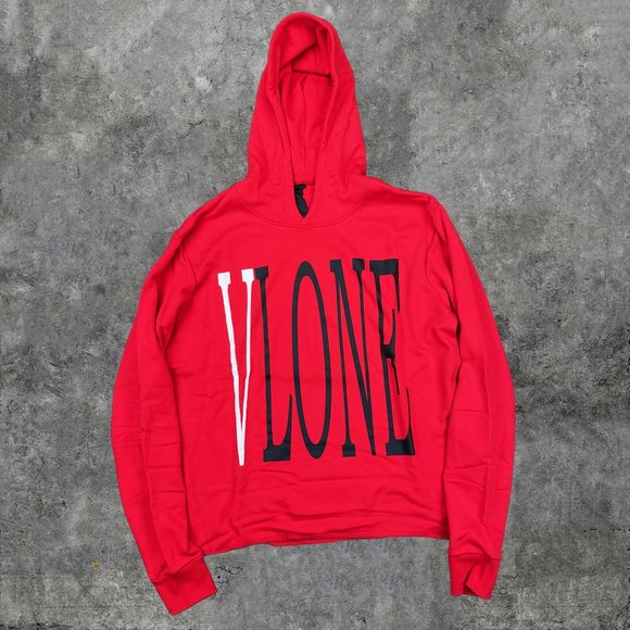 VLONE Shirts Vlone Atlanta Staple Black White On Red Hoodie
